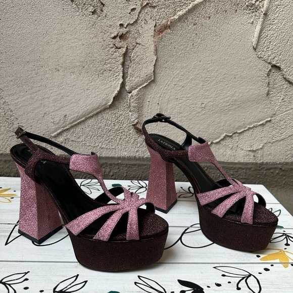 LA PERLA Glitter Platform Sandals size 7 - Picture 1 of 14